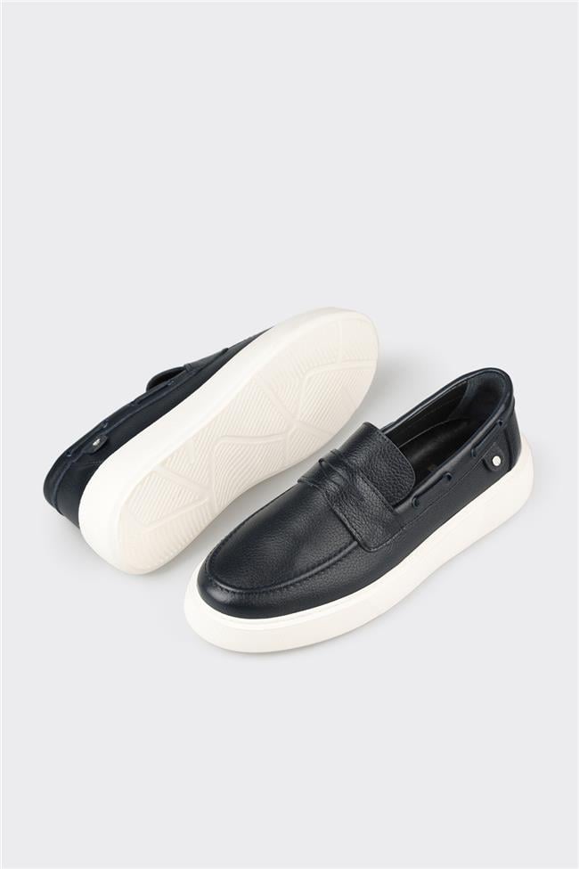 Lacivert Deri Erkek Günlük Loafer
