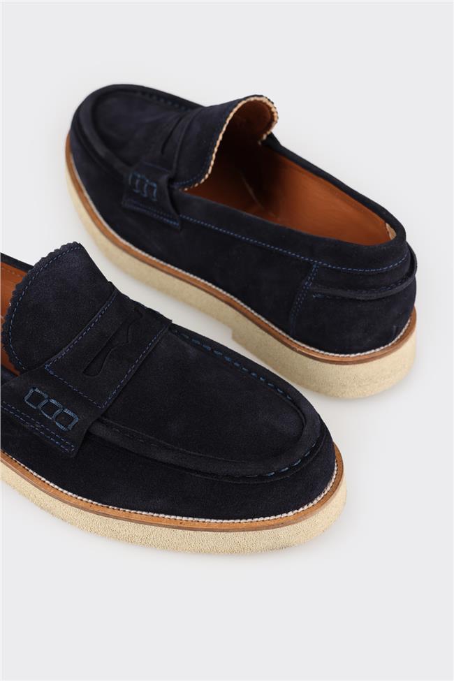 Lacivert Deri Erkek Loafer