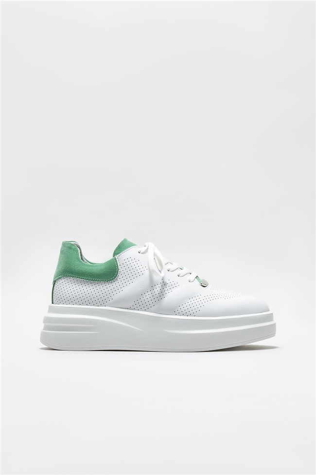 Mint Yeşili Deri Kadın Spor Ayakkabı