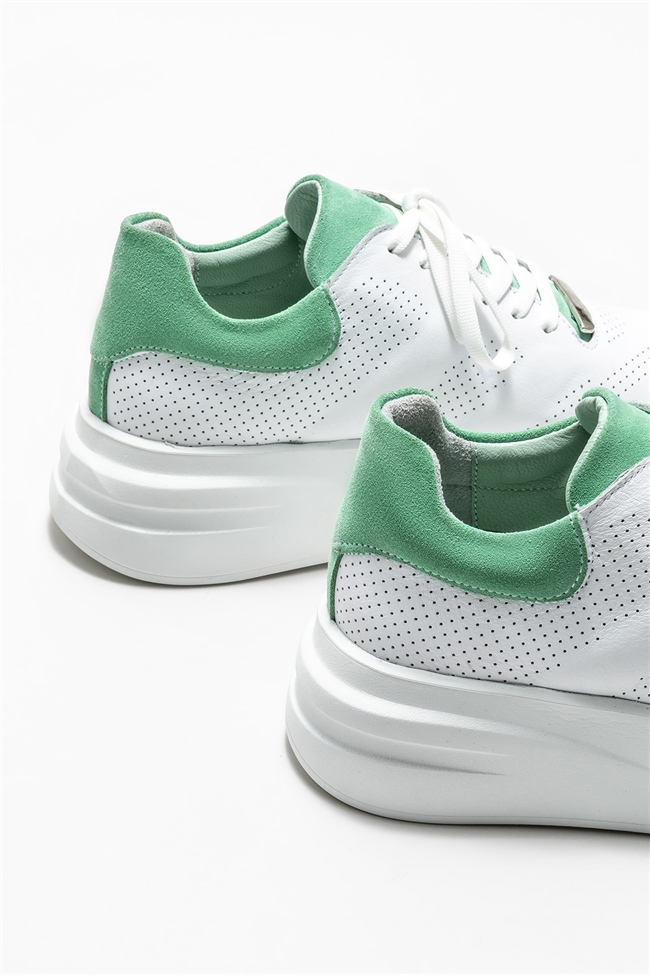 Mint Yeşili Deri Kadın Spor Ayakkabı