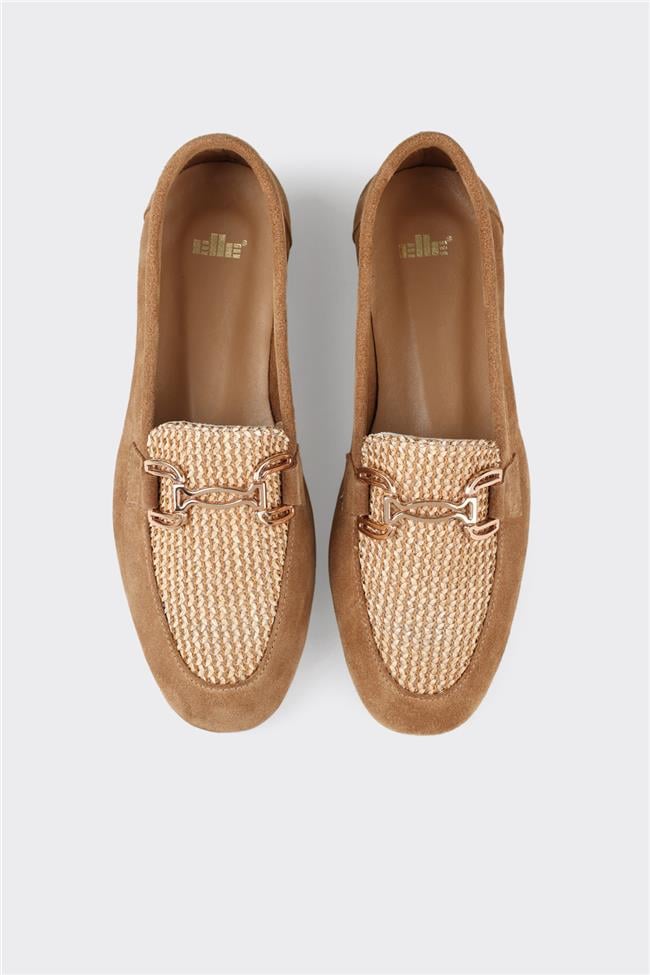 Naturel Deri Kadın Loafer