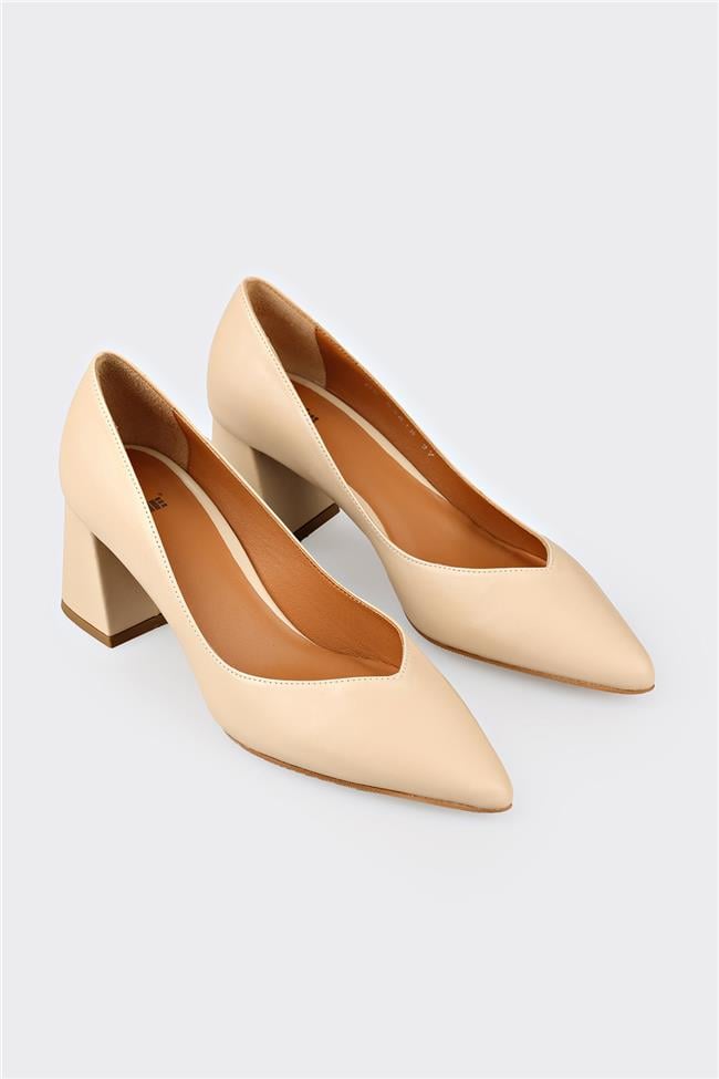 Naturel Deri Kadın Stiletto