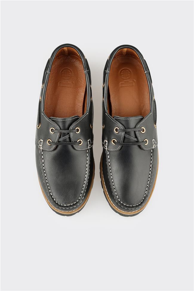 Siyah Deri Erkek Günlük Ayakkabı