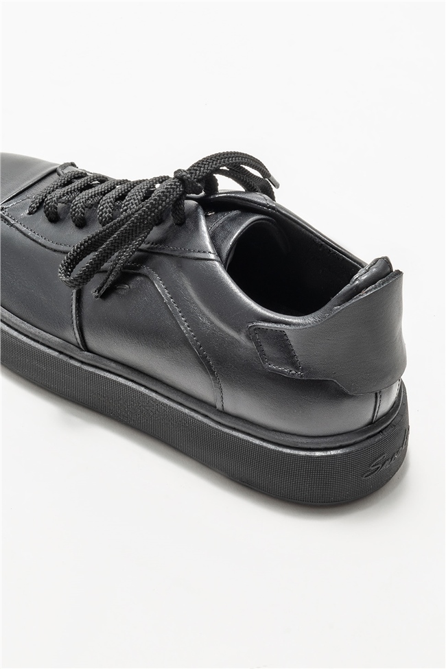 Siyah Deri Erkek Günlük Ayakkabı
