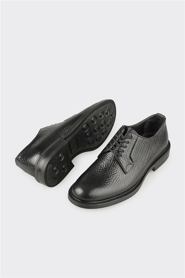 Siyah Deri Erkek Günlük Ayakkabı
