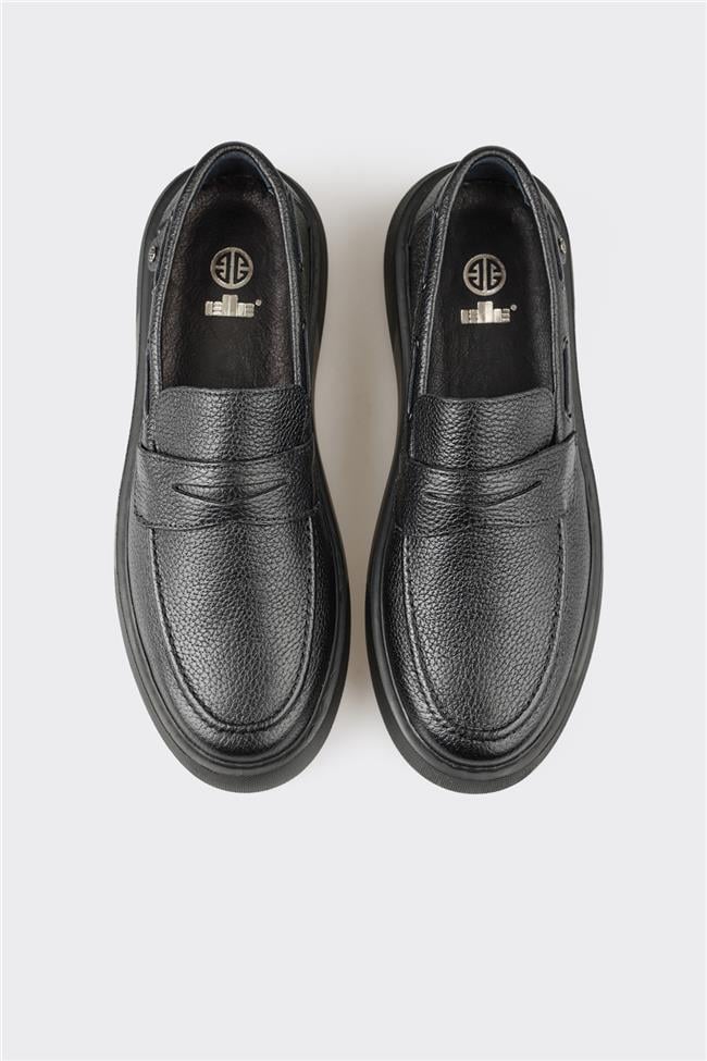 Siyah Deri Erkek Günlük Loafer