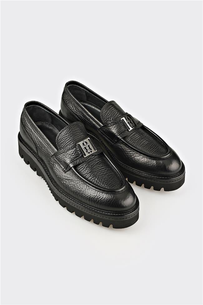 Siyah Deri Erkek Klasik Loafer