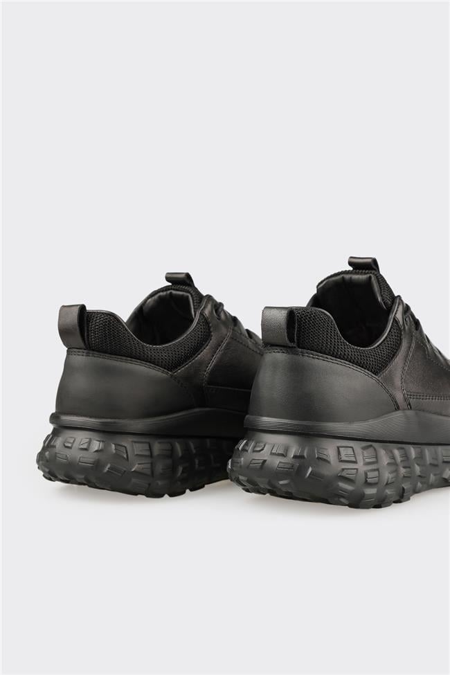 Siyah Deri Erkek Spor Ayakkabı