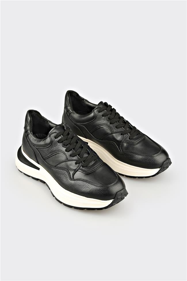 Siyah Deri Erkek Spor Ayakkabı