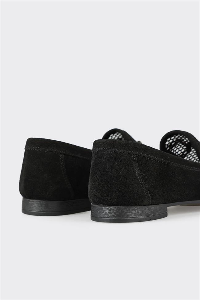 Siyah Deri Kadın Loafer