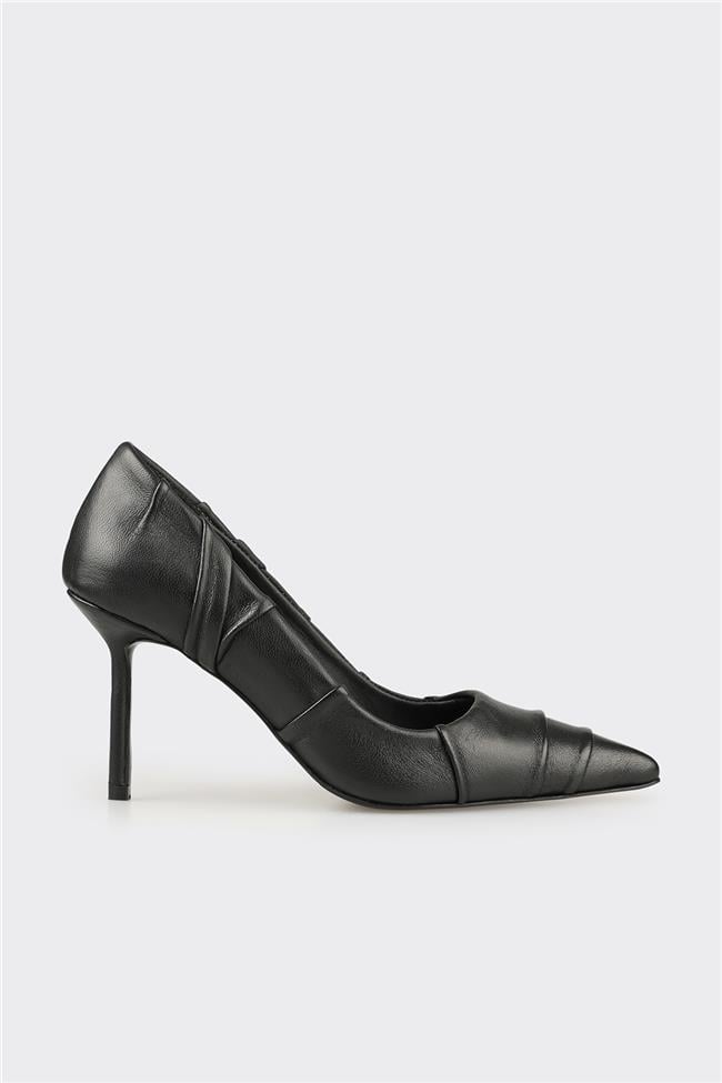 Siyah Deri Kadın Stiletto