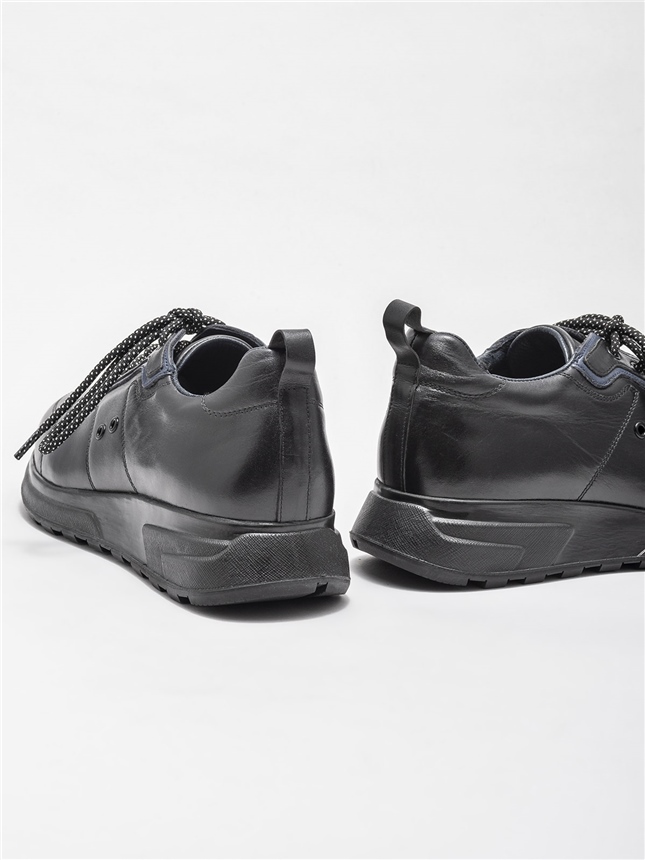 Siyah Hakiki Deri Erkek Günlük Ayakkabı