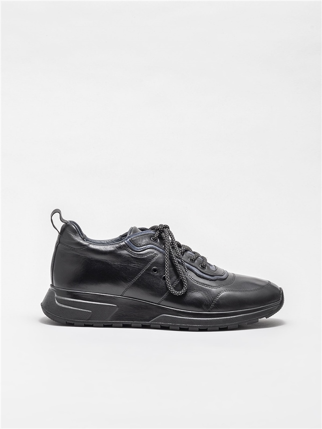 Siyah Hakiki Deri Erkek Günlük Ayakkabı
