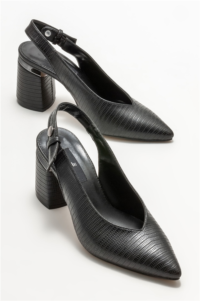Siyah Kadın Kalın Topuk Ayakkabı