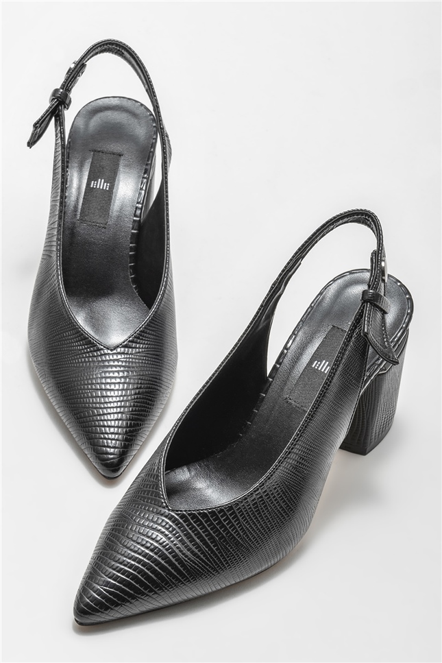 Siyah Kadın Orta Topuk Ayakkabı