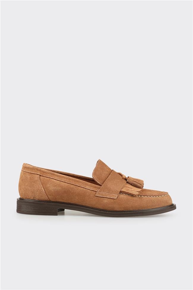 Taba Deri Kadın Günlük Loafer
