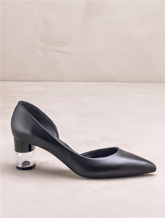 Anora Hakiki Deri Kadın Topuklu Ayakkabı SIYAH
