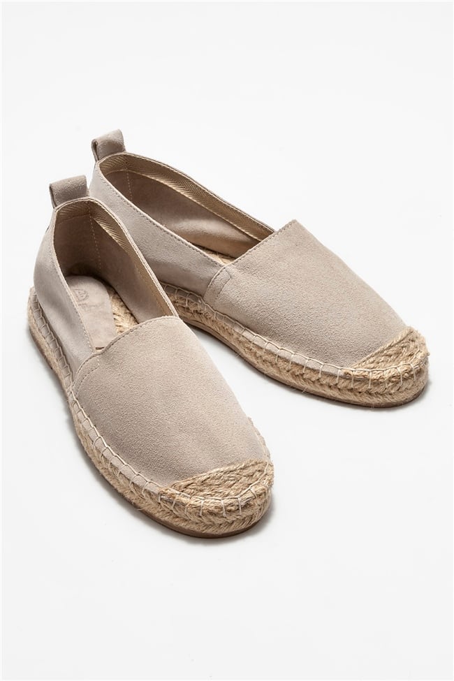 Bej Deri Erkek Espadril