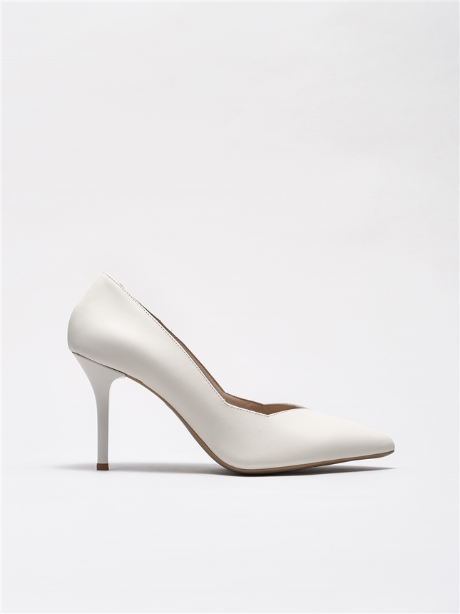 Bej Deri Kadın Stiletto