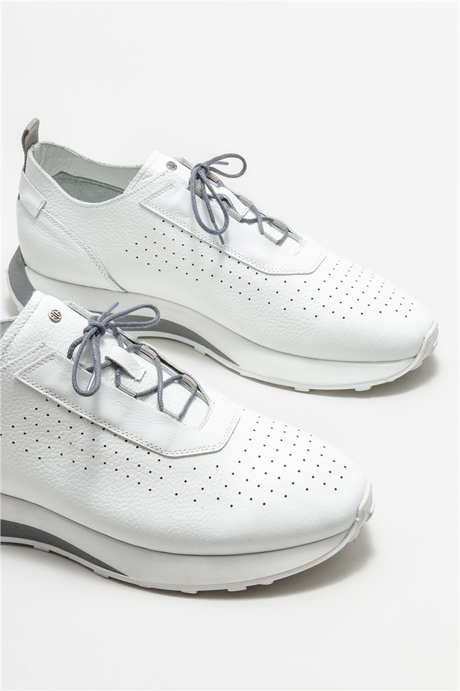 Beyaz Deri Erkek Spor Ayakkabı