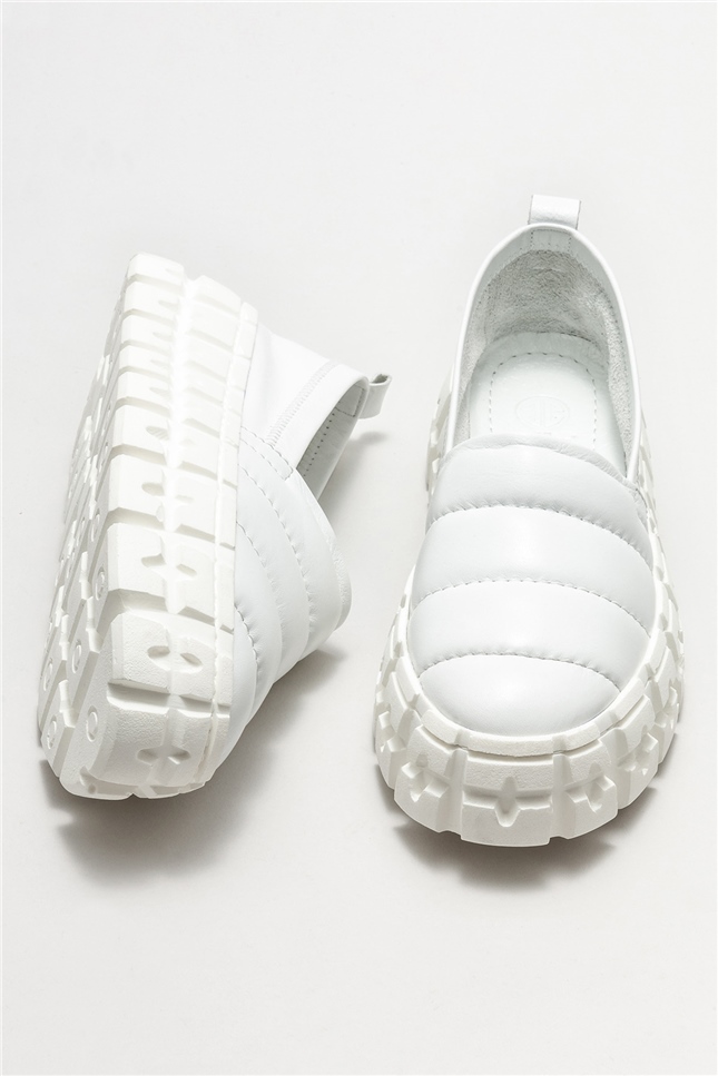 Beyaz Deri Kadın Spor Ayakkabı