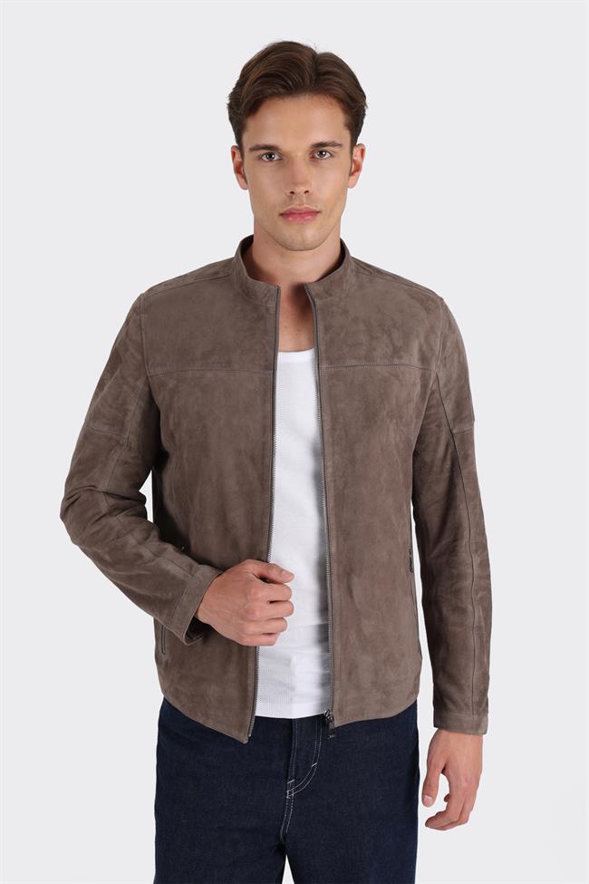 Gri Deri Erkek Ceket