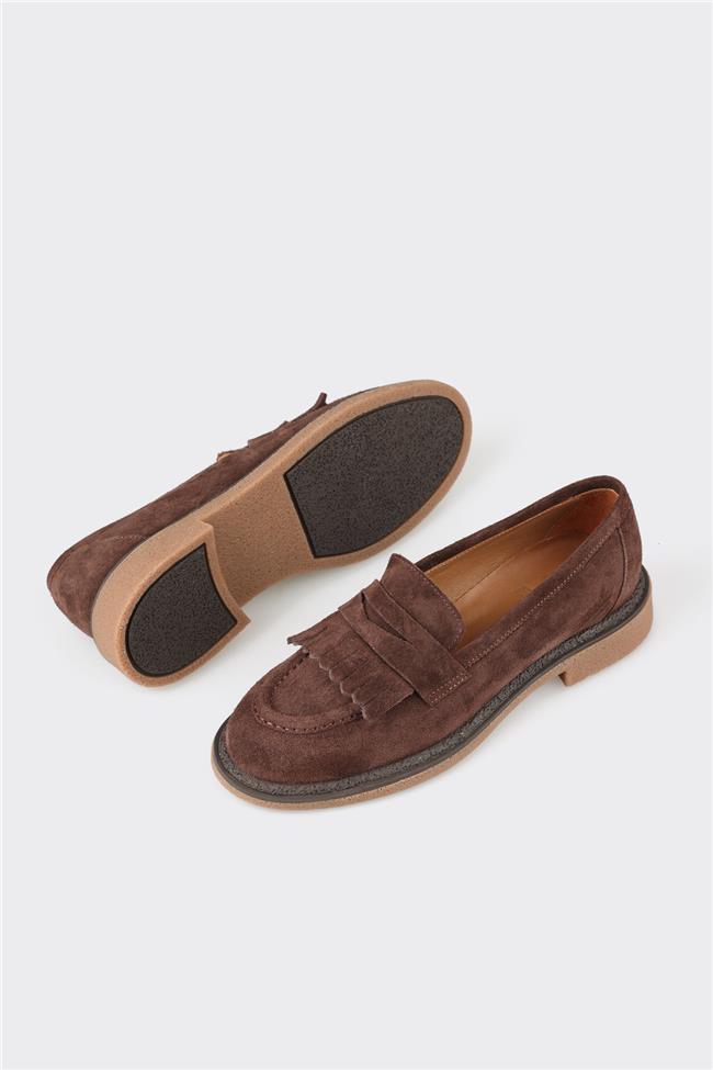 Kahve Deri Kadın Loafer