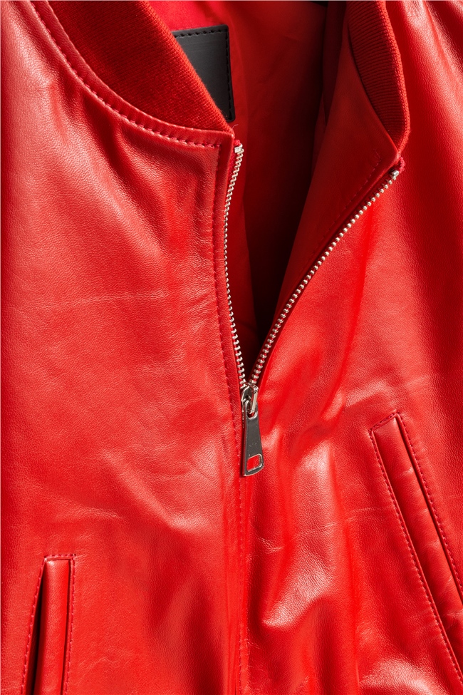 Kırmızı Kadın Deri Ceket