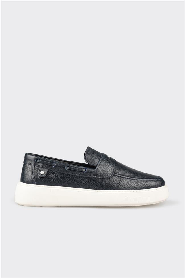 Lacivert Deri Erkek Günlük Loafer