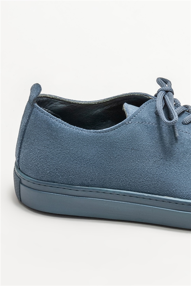 Mavi Hakiki Deri Erkek Günlük Ayakkabı