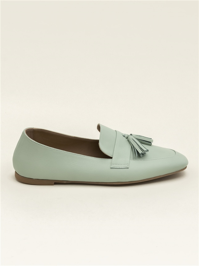 Mint Yeşili Hakiki Deri Kadın Ayakkabı