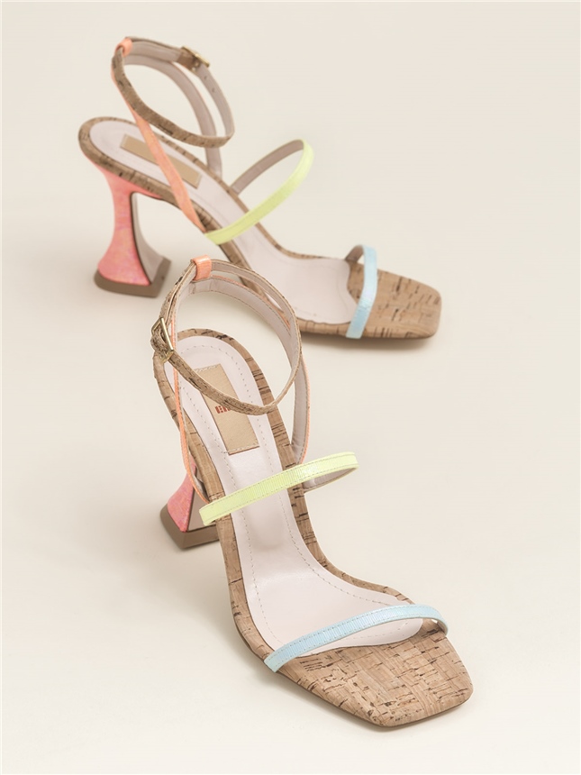 Multicolor Kadın Topuklu Sandalet