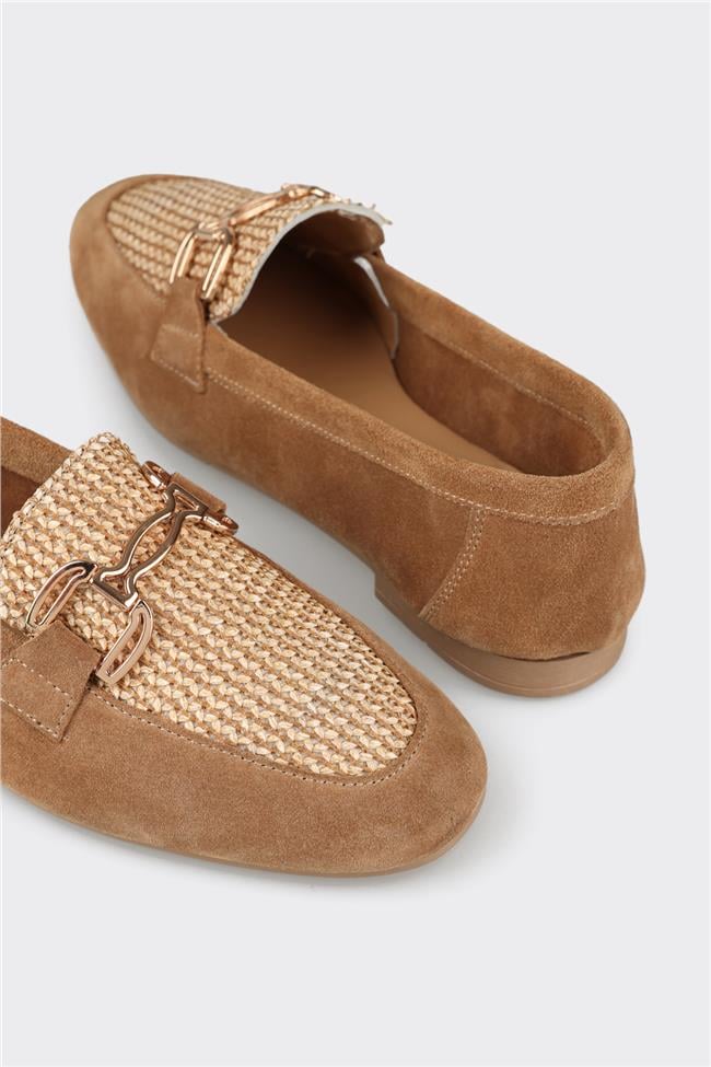 Naturel Deri Kadın Loafer