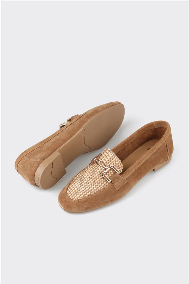 Naturel Deri Kadın Loafer