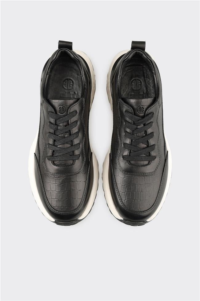 Siyah Deri Erkek Günlük Ayakkabı