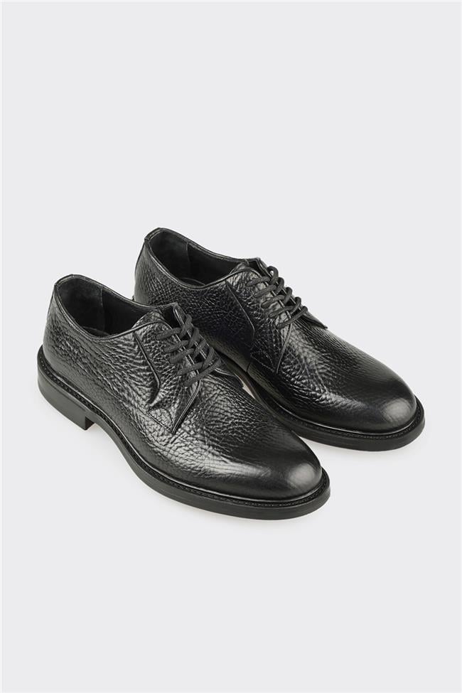 Siyah Deri Erkek Günlük Ayakkabı