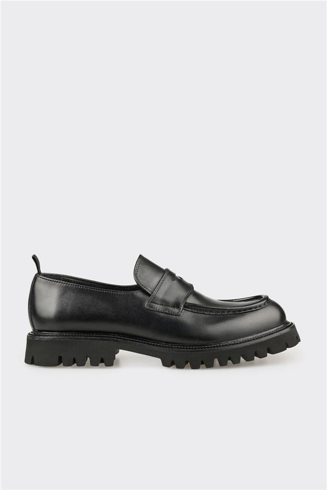 Siyah Deri Erkek Günlük Loafer