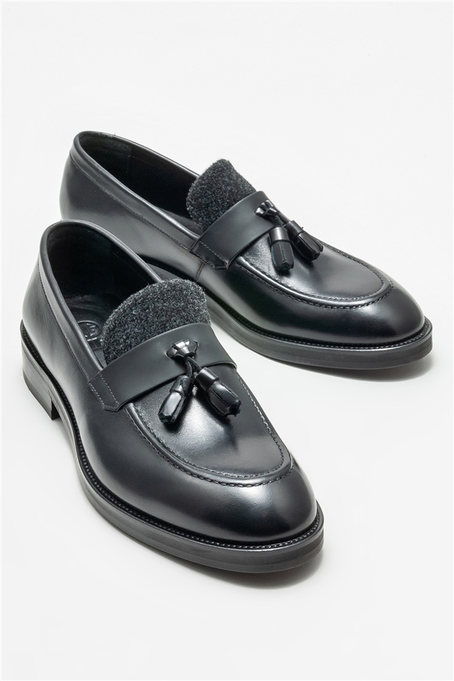 Siyah Deri Erkek Klasik Ayakkabı