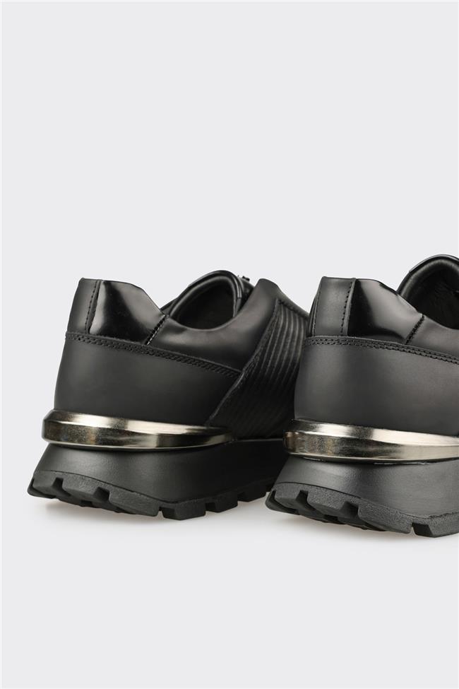 Siyah Deri Erkek Spor Ayakkabı