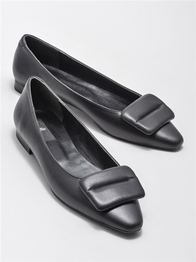 Siyah Deri Kadın Günlük Ayakkabı