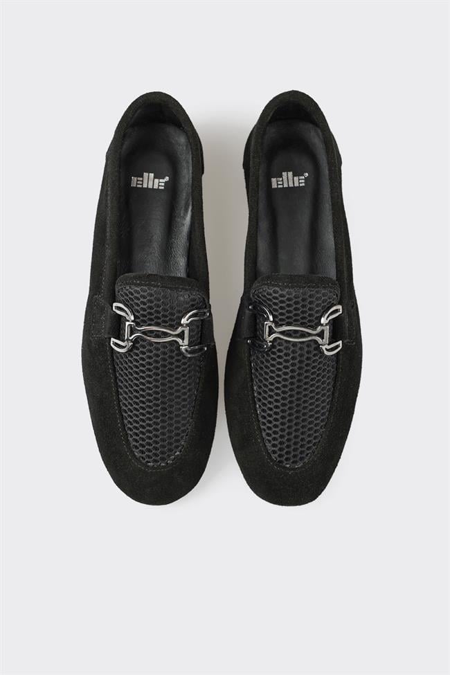 Siyah Deri Kadın Loafer