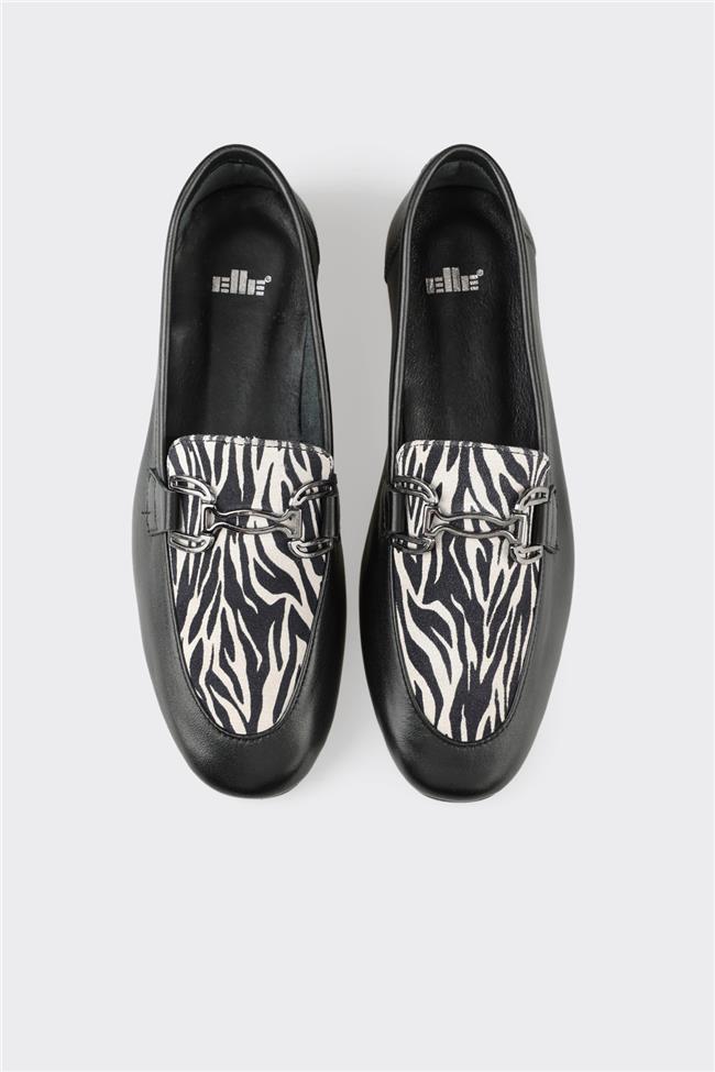 Siyah Deri Kadın Loafer