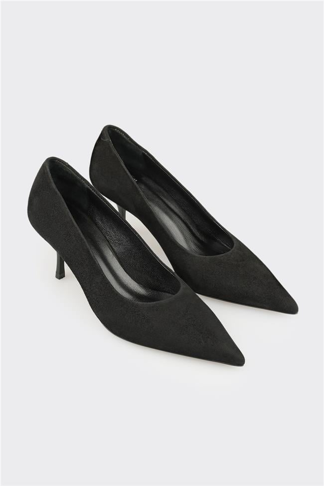 Siyah Deri Kadın Stiletto