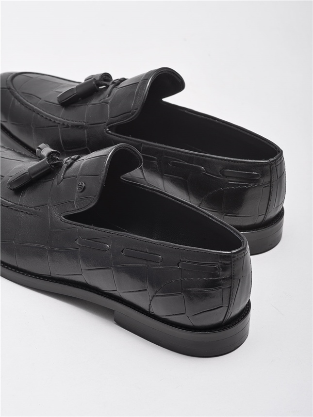 Siyah Deri Klasik Erkek Loafer