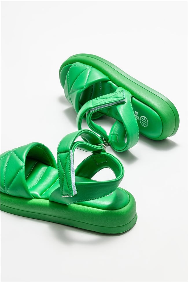 Yeşil Deri Kadın Spor Sandalet
