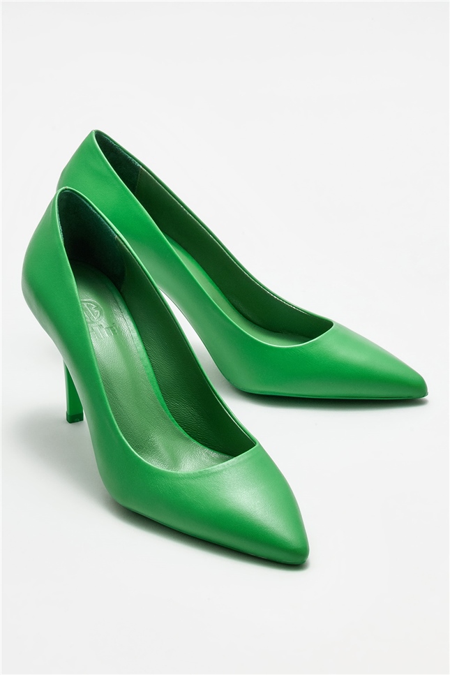 Yeşil Deri Kadın Stiletto