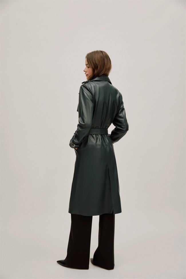Yeşil Kadın Deri Ceket