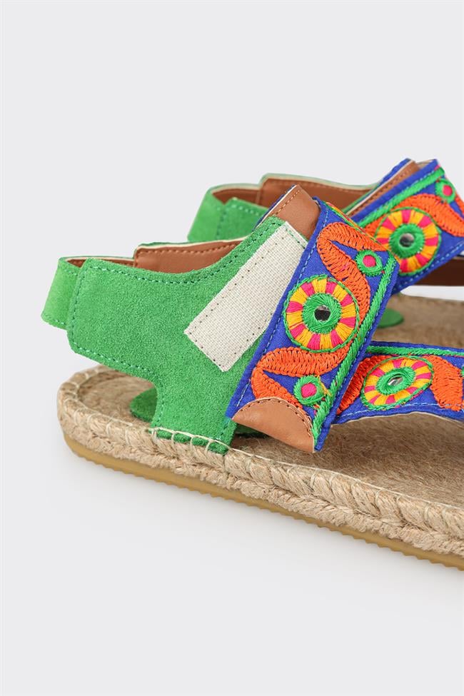 Yeşil Deri Kadın Espadril