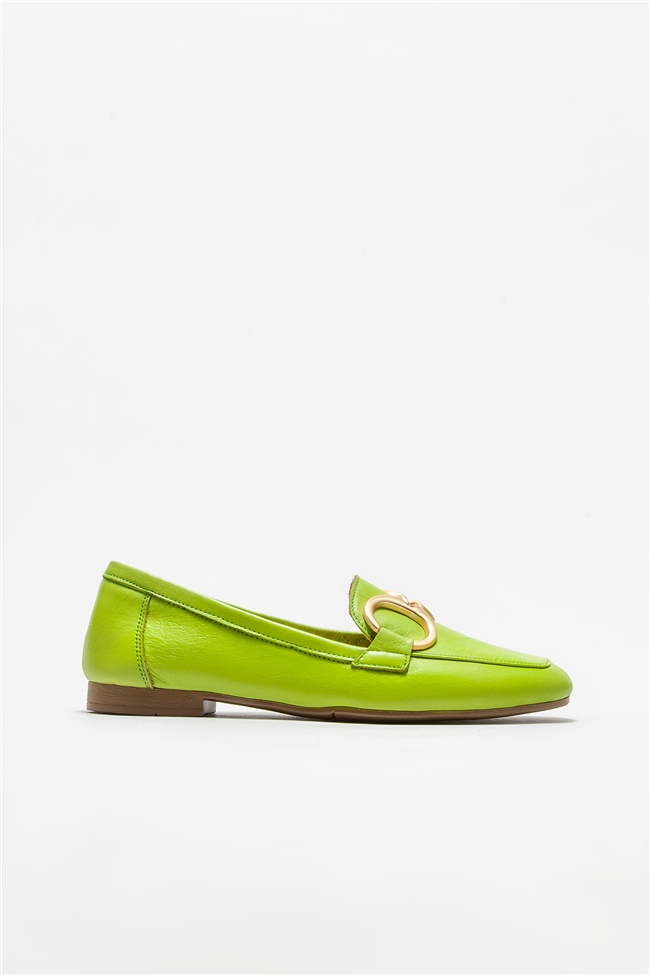 Yeşil Deri Kadın Loafer