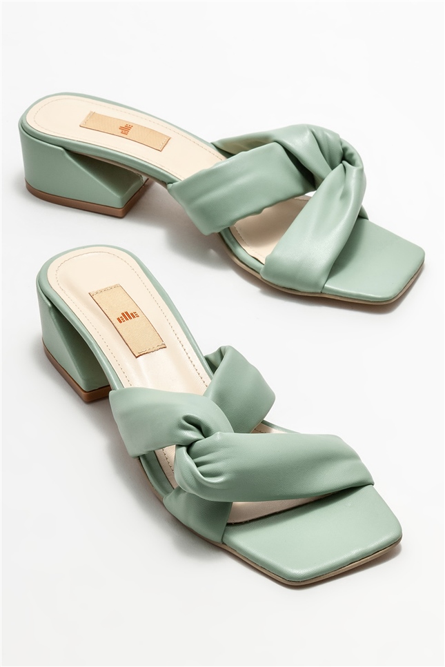 Yeşil Kadın Topuklu Terlik Satın Al! NATASJA-378 Fiyatı | Elle Shoes